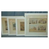 (4) Color Engravings by Thomas Rowlandson