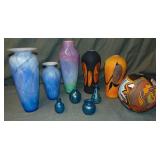 Lot of Ten Studio Vases. Lot of Ten Studio Vases.