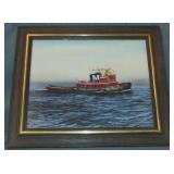 Herbert Weintraub, Acrylic on Board "Tugboat" Herbert Weintraub, Acrylic on Board "Tugboat"