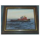 Herbert Weintraub, Acrylic on Board "Tugboat"