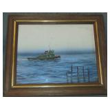 Herbert Weintraub, Acrylic on Board "Tugboat" Herbert Weintraub, Acrylic on Board "Tugboat"