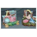 Beautiful Pair of Majolica Match Holders. Beautiful Pair of Majolica Match Holders.