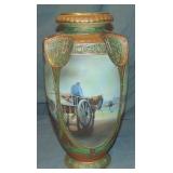 Nippon. Monumental Parcel Gilt and Jeweled Vase. Nippon. Monumental Parcel Gilt and Jeweled Vase.