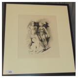 Philip Evergood "Nude Study", Ink & Charcoal Philip Evergood "Nude Study", Ink & Charcoal