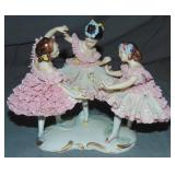 Dresden Style Porcelain Crinoline Ballerinas Group Dresden Style Porcelain Crinoline Ballerinas Group