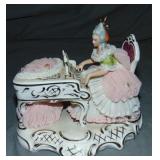 Dresden Porcelain Crinoline Figurine, Piano Player