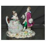 Dresden Porcelain Crinoline Group, Man & Woman