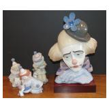 Lladro Figurines. Lot of 4 Clowns.