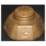 Large Signed Tiffany Zodiac No. 1072 Inkwell. Large Signed Tiffany Zodiac No. 1072 Inkwell.