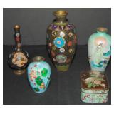 Lot of Five Pieces. Cloisonne and Enamel.