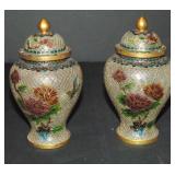Pair of Plique A Jour Vases. Pair of Plique A Jour Vases.