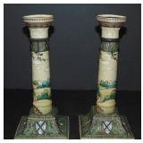 Scarce Nippon Dark Woodland Candlesticks.