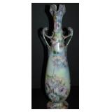 Nippon Plum Pattern Moriage Bolted Vase. Nippon Plum Pattern Moriage Bolted Vase.