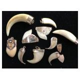 10 Kt & 14 Kt Gold Capped Claws, & Tooth Pendants