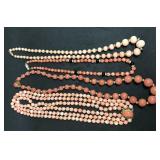 (4) Natural Coral Necklaces w/14K Clasps