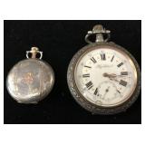 (2) Silver Case Pocket Watches