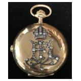 14 Kt Gold & Diamond Royalty Pocket Watch