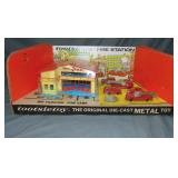 Unusual Boxed TootsieToy 1810 Fire Station Set