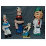 Lot of 4 Various Popeye Carnival Chalkware Statues Lot of 4 Various Popeye Carnival Chalkware Statues