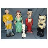 Lot of 5 Various Carnival Chalkware Statues