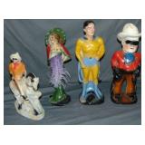 Lot of 4 Various Carnival Chalkware Statues Lot of 4 Various Carnival Chalkware Statues