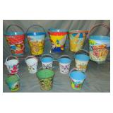Lot of Vintage Tin Litho Sand Pails Lot of Vintage Tin Litho Sand Pails