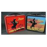 (2) Vintage Zorro Metal Lunchboxes & Thermos (2) Vintage Zorro Metal Lunchboxes & Thermos