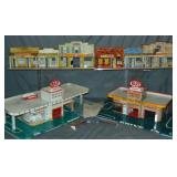 (4) Marx Tin Lithographed Playset Buildings