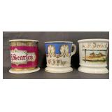 Lot of 3 Decorative Shaving Mugs
