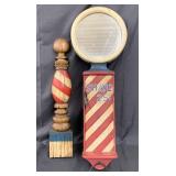 Lot of 2 Novelty Hanging Barber Pole Items
