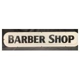 Tin Metal Black on White Barber Shop Sign