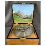 Kalliope Music Box with Disc, & Painted Lid