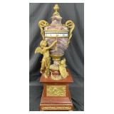 Red Marble & Dore Bronze French Annular Dial Clock