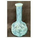 Clear Glass Barber Bottle, Opalescent Blue