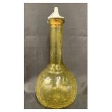 Yellow Green Crackle Glass Barber Bottle