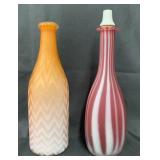 Lot of 2 Glass Barber Bottles with Patterns