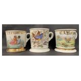 Lot of 3 Decorative Shaving Mugs
