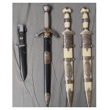 Four Military Daggers. Replicas.