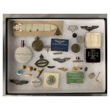 Tray Lot of Zeppelin Related Pins, Medallions, Etc