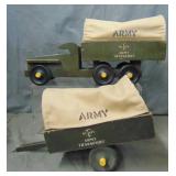 Buddy L Army Transport Truck & Trailer