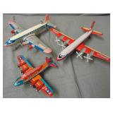 3 Japanese Tin 4-Prop Airplanes