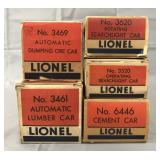 5 Clean Boxed Lionel Freight Cars