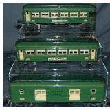 3 Lionel T-Tone Green 2613 Passenger Cars