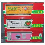 2 LGB Beer Reefers, 1 Boxcar