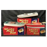 3 Boxed HTC Wood Battery-Op Boats