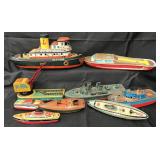 9Pc Tin Boat & Related Toys
