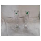 2 Glass Candle Stick Holders