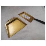 Vintage Brass & Wood Soot Pan & Scraper