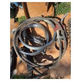 Vintage Vehicle Rims, Steering Column, Engine Parts, and Vacuum Gauge Unit