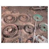Six Vintage Vehicle Wheels